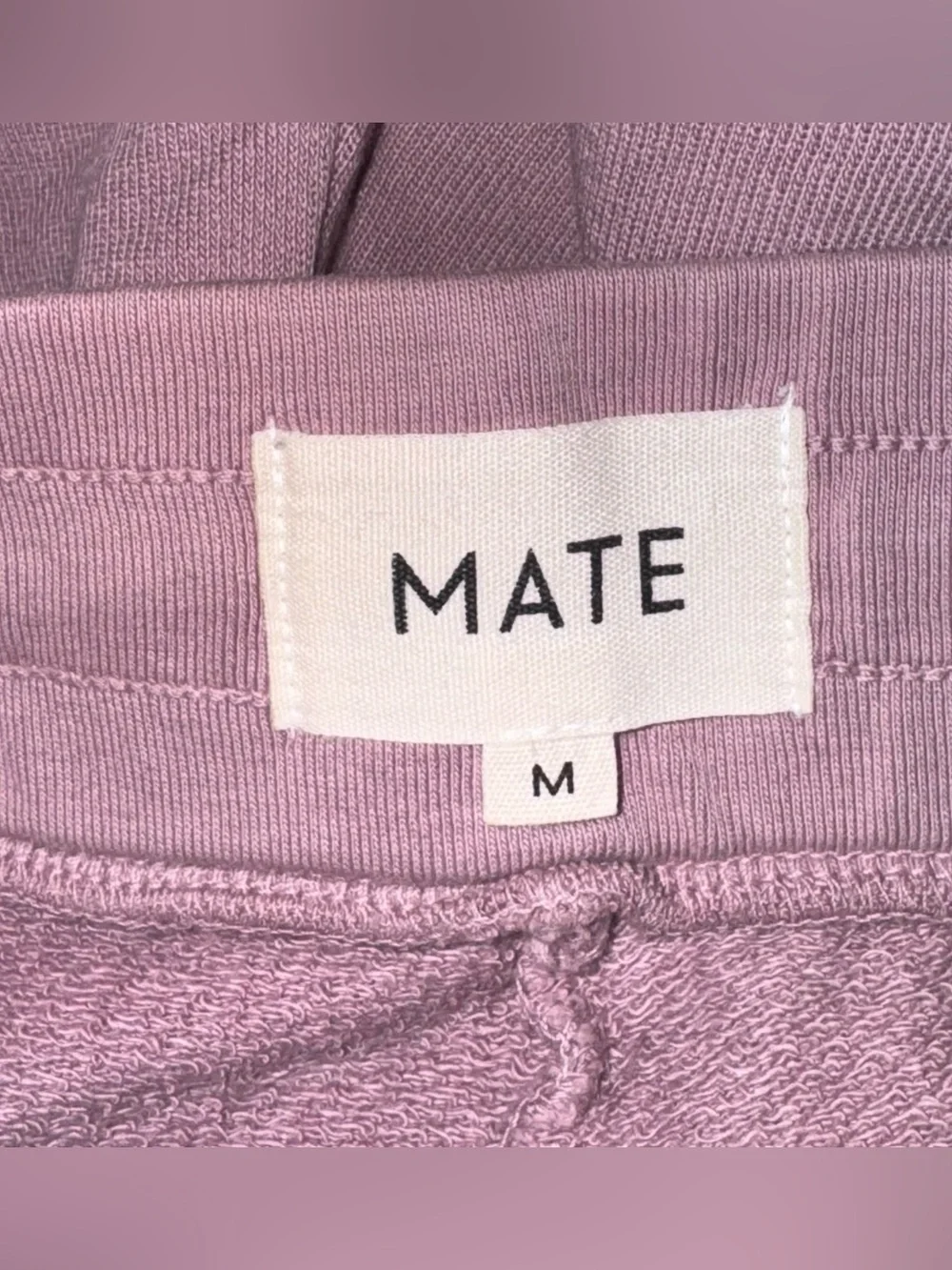 MATE The Label Purple Drawstring Organic Cotton Sweat Lounge Shorts Size M - Picture 5 of 6